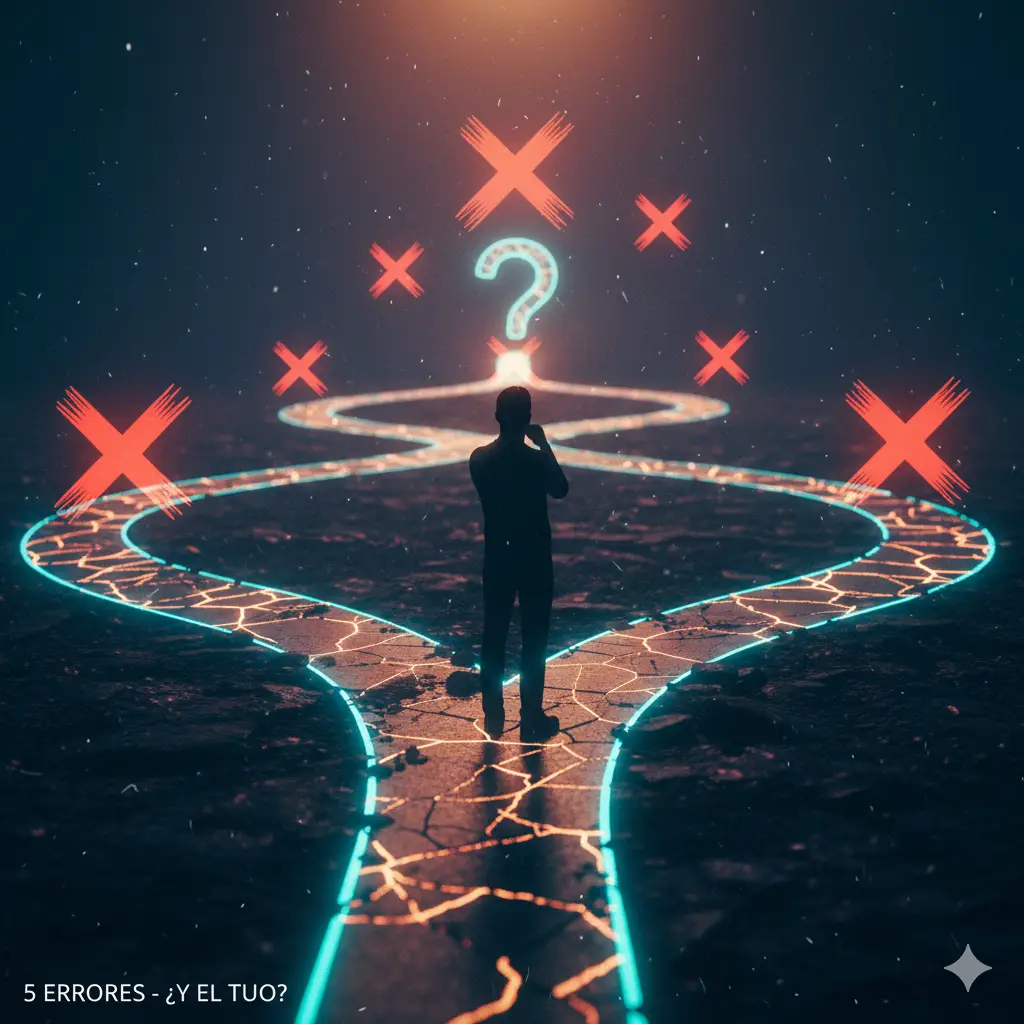 Hombre en encrucijada de 5 errores al recuperarse de un fracaso.