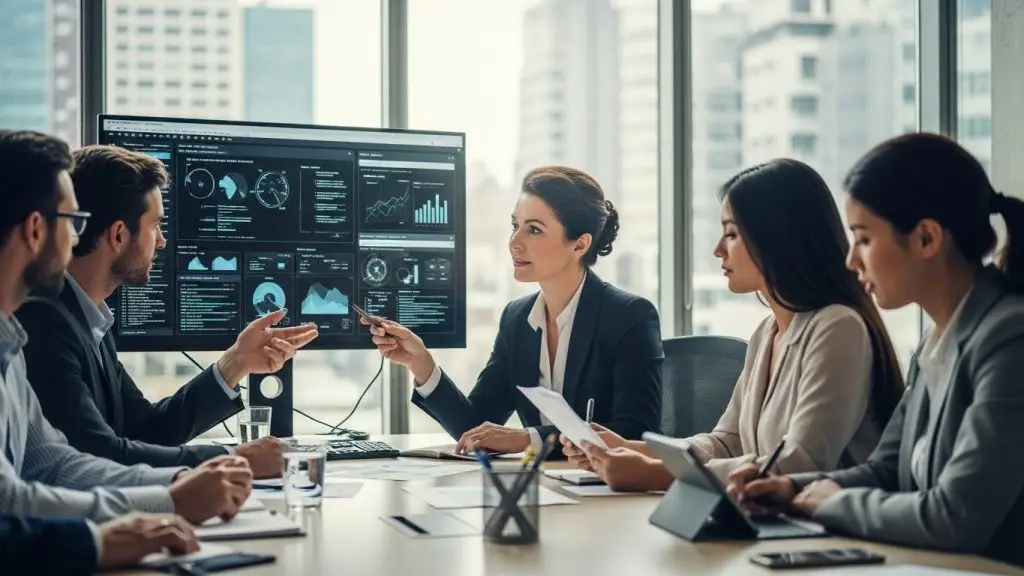 Líder con enfoque estratégico y personalidad resiliente trabajando en equipo.