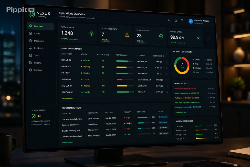Tablero de control ejecutivo con arquitectura de semáforos e indicadores numéricos para gestión de procesos y delegación estratégica