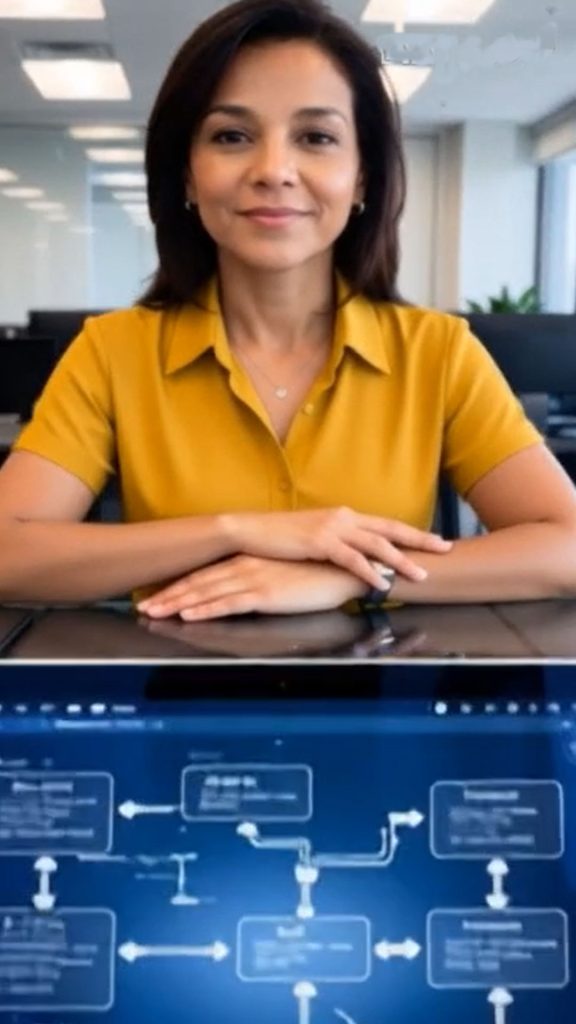 @selenismatos Líder de alta dirección estructurando un árbol lógico y una matriz de delegación técnica en la pantalla de su computadora para estandardizar los procesos de su empresa.
